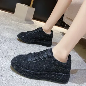 Black Rhinestone Platform Sneakers