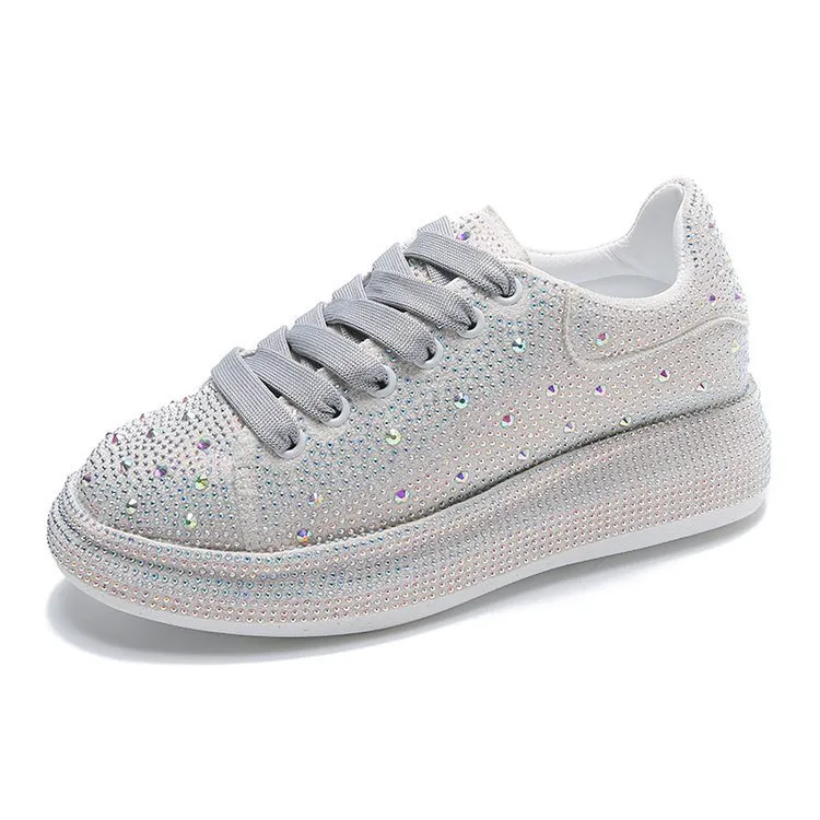 Black Rhinestone Platform Sneakers