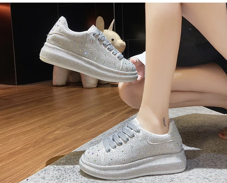 Black Rhinestone Platform Sneakers