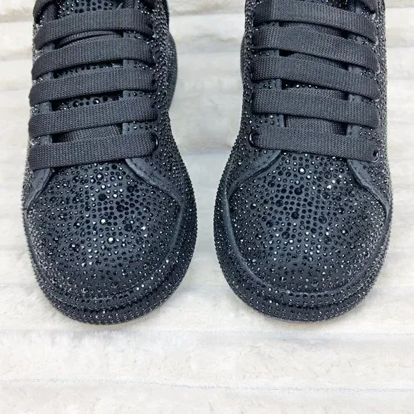 Black Rhinestone Platform Sneakers
