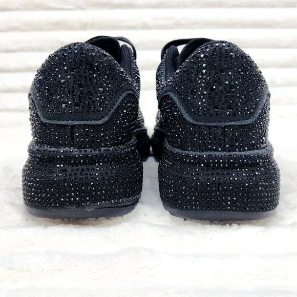 Black Rhinestone Platform Sneakers