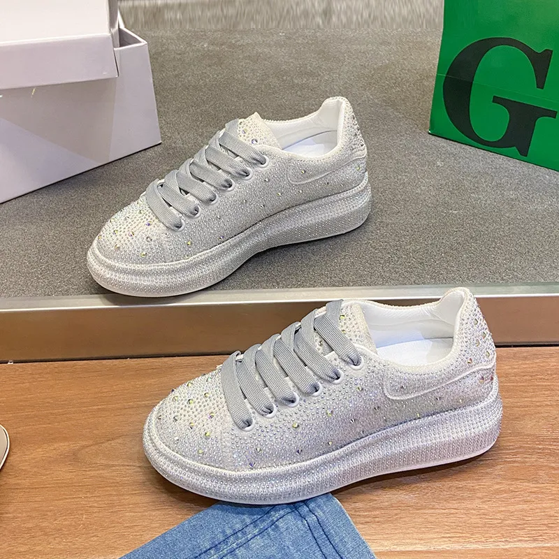 Black Rhinestone Platform Sneakers
