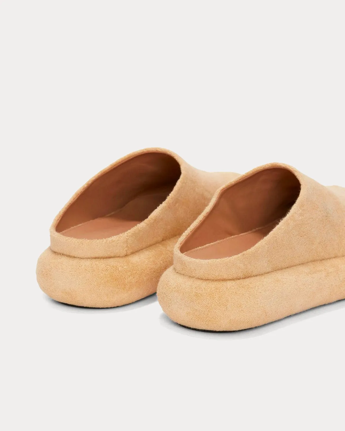 Bumper-Tube Platform Loafers Beige Slip Ons