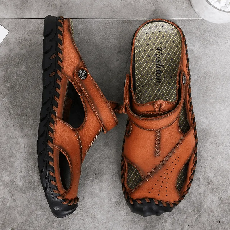 Men's Genuine Leather Sandals / Beach Slippers / Summer Outdoor Soft Shoes