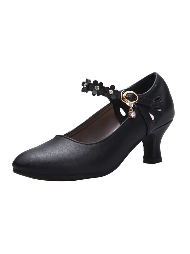 Outdoor Mid-heel Modern Dance Shoes Leather Moccasins