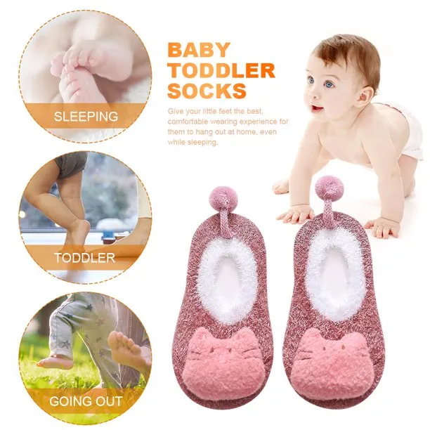 Pair Of Non-Slip Newborn Baby Cartoon Ankle Shoes My-352 Pink