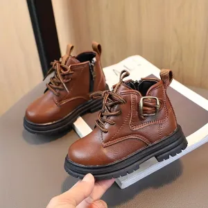 Vintage Cool Ankle-high Boots For Boys Kids, Comfortable Non Slip Boots With Zipper For Indoor Outdoor Travel, Autumn And Winter