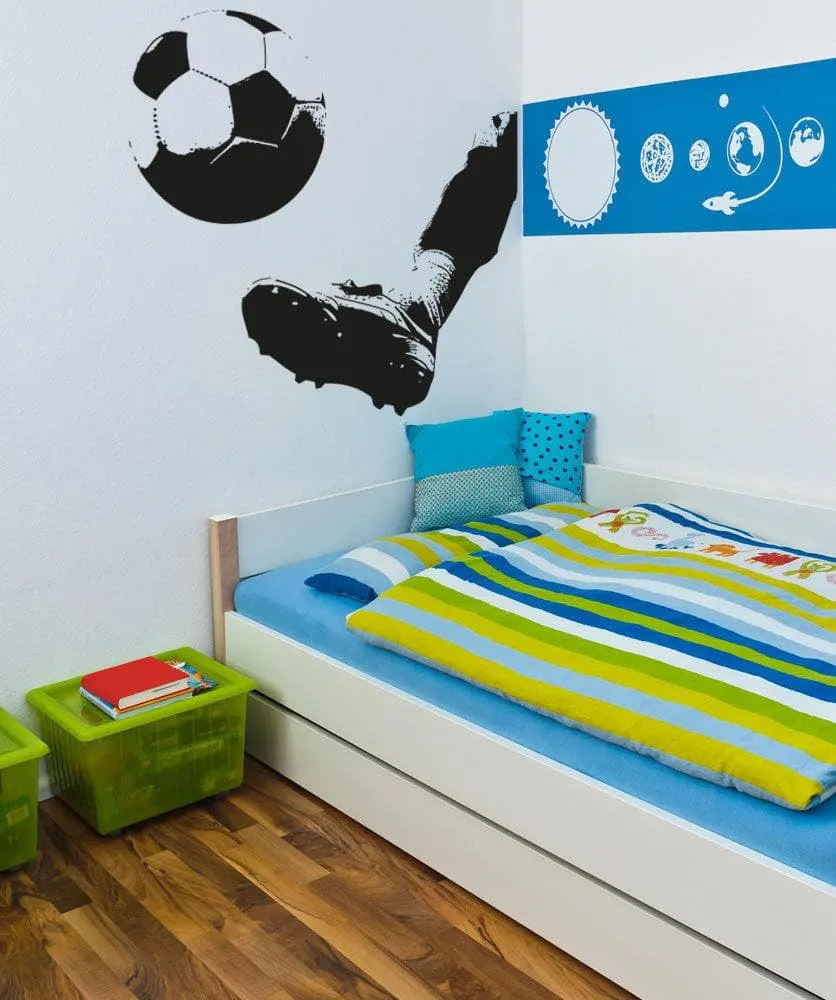 Vinyl Wall Decal Sticker Kicking Soccer Ball #5077