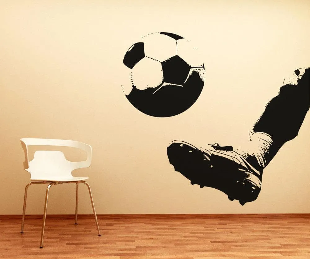 Vinyl Wall Decal Sticker Kicking Soccer Ball #5077