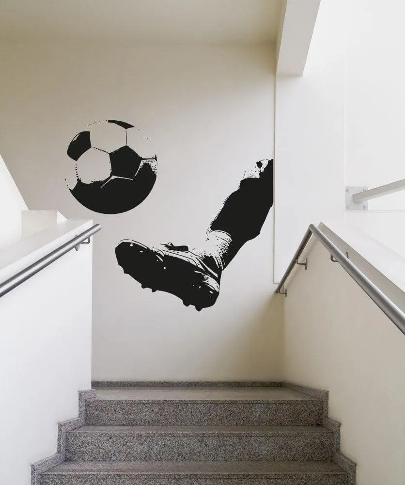 Vinyl Wall Decal Sticker Kicking Soccer Ball #5077