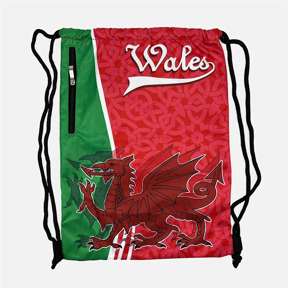 Wales Cymru Drawstring Bag | Unisex Sports String Backpack | Gym Sack for School Travel Beach Swimming Holidays Climbing Hiking Kids Adults Men Women