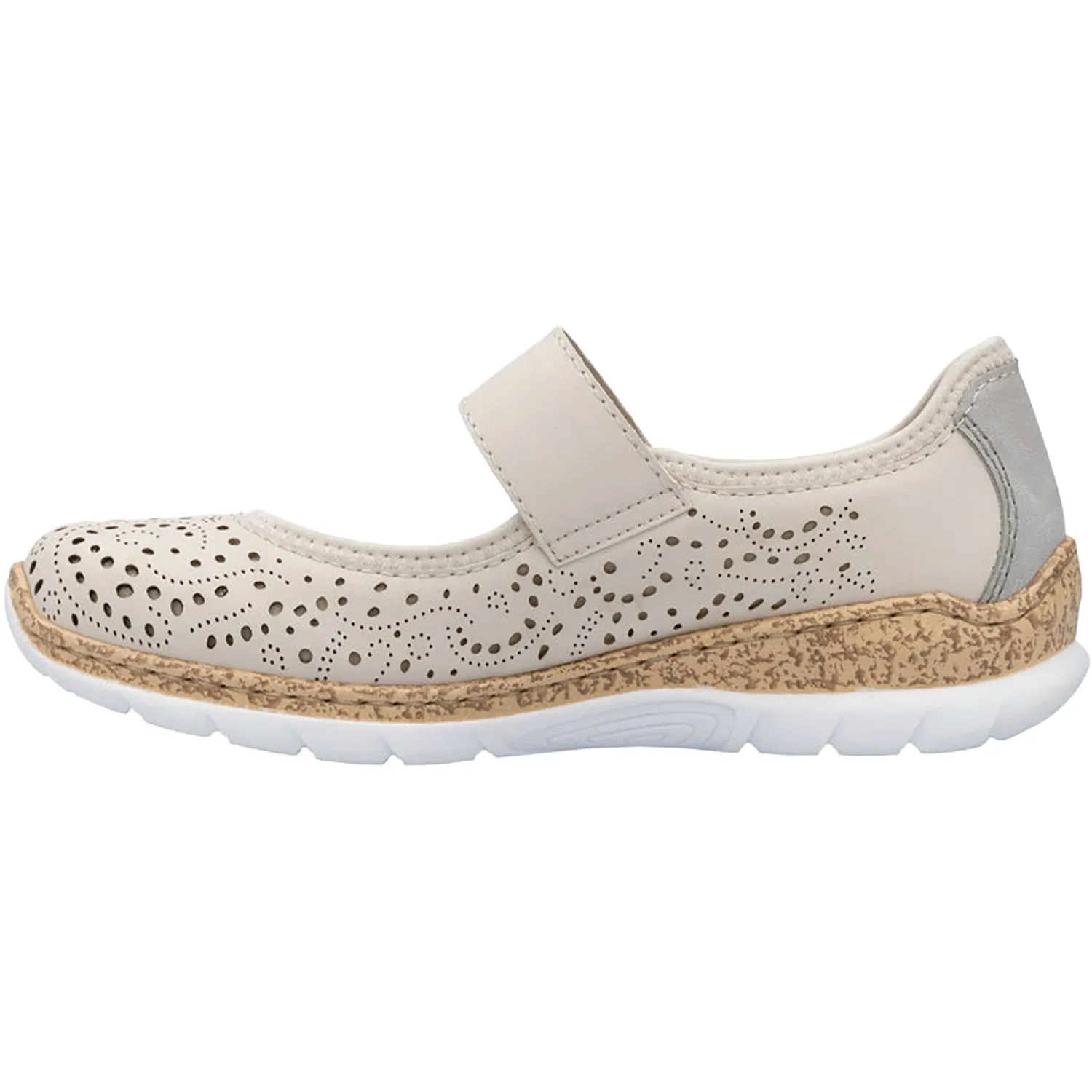 Women's Rieker N4299-60 Perle/Cement/Cream Synthetic Stretch Nubuck