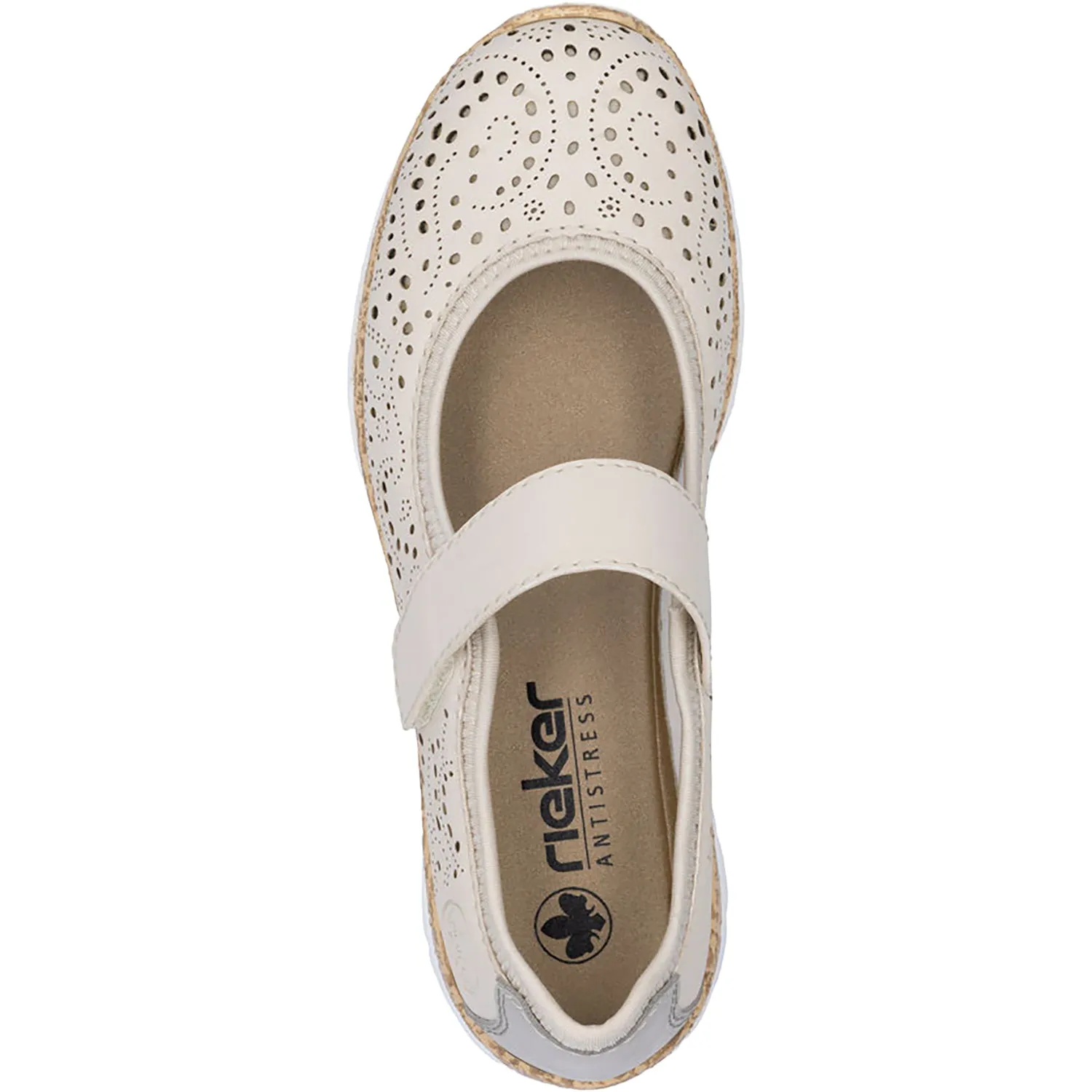 Women's Rieker N4299-60 Perle/Cement/Cream Synthetic Stretch Nubuck