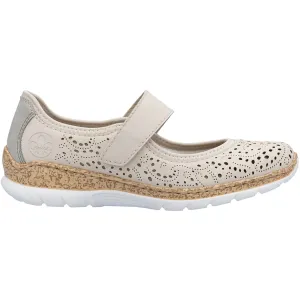 Women's Rieker N4299-60 Perle/Cement/Cream Synthetic Stretch Nubuck